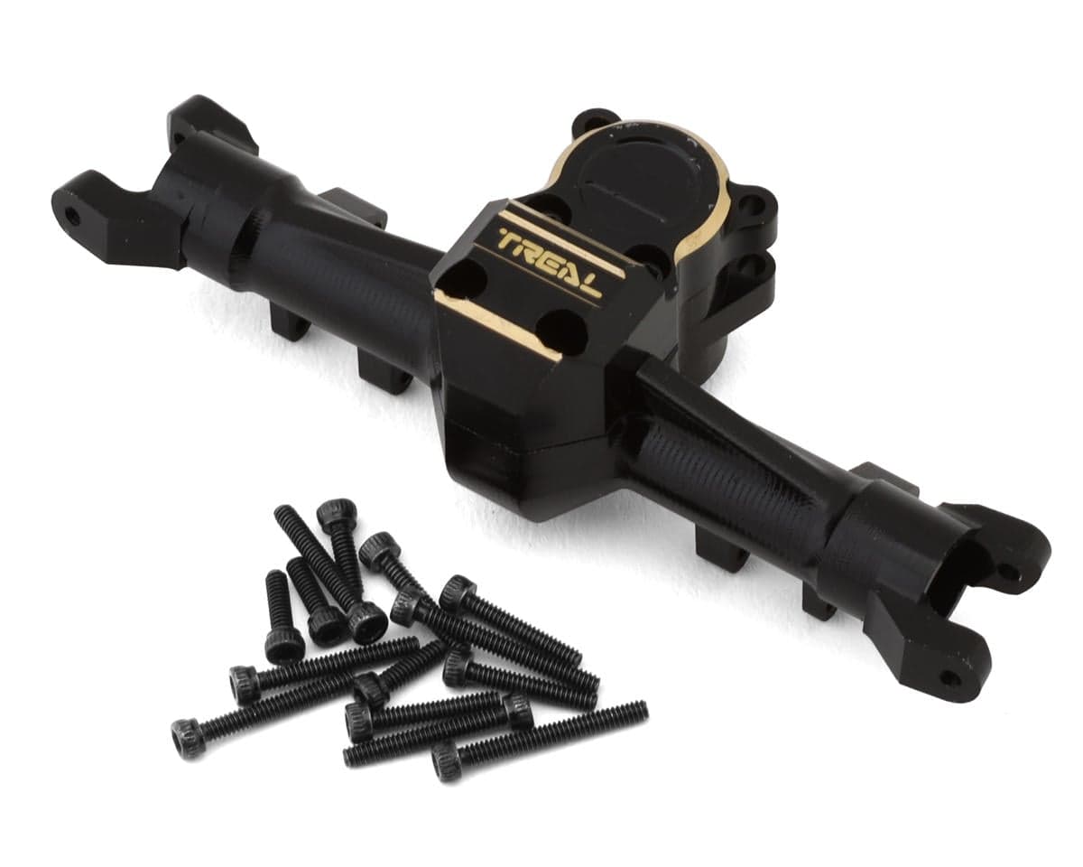 Treal Hobby Axial SCX24 Aluminum Front Axle w/Brass Differential Cover (Black/Black)