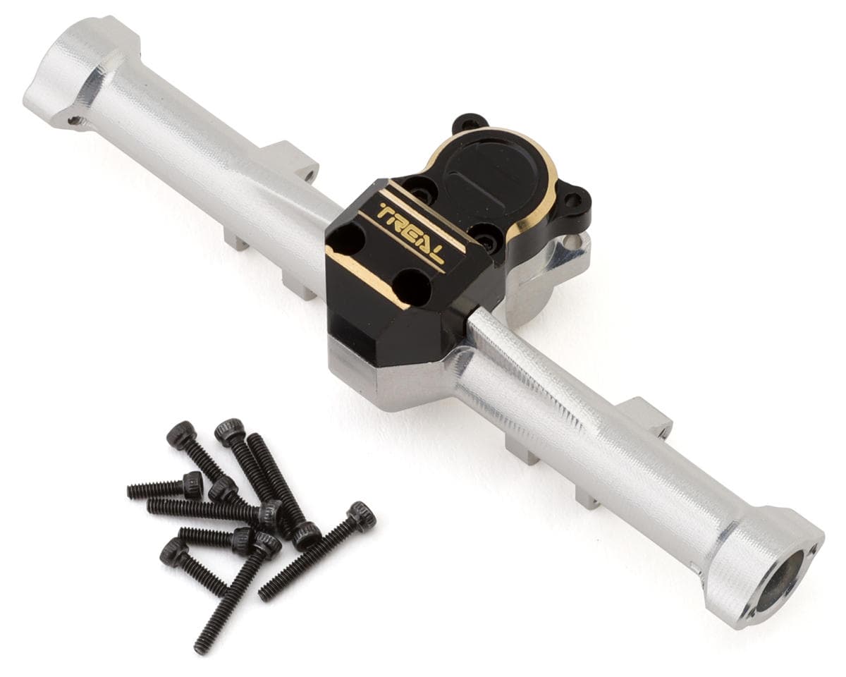 Treal Hobby Axial SCX24 Aluminum Rear Axle w/Brass Differential Cover (Silver/Black)
