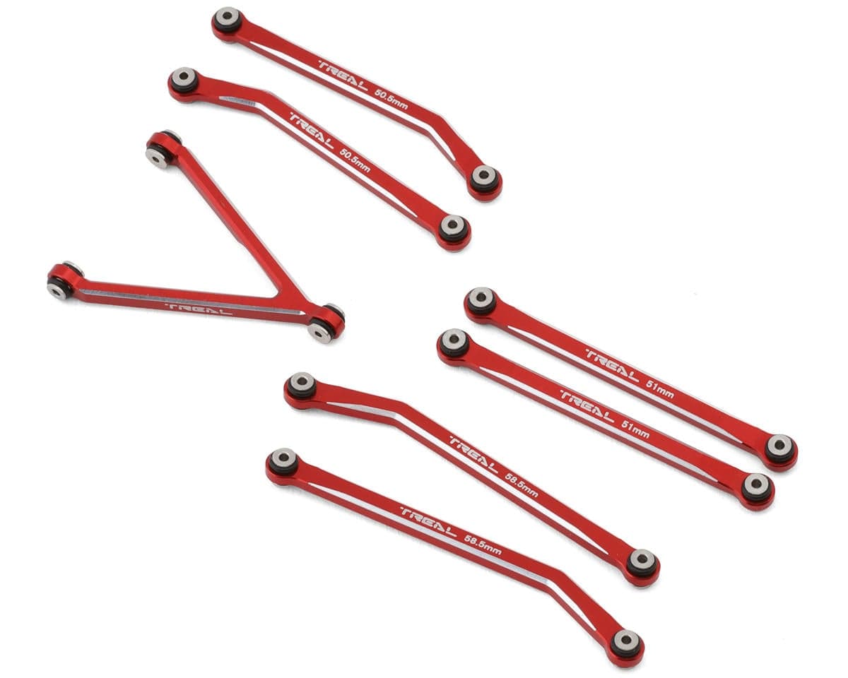 Treal Hobby Axial SCX24 Aluminum High Clearance Link Set (Red) (JLU/C10/Bronco)