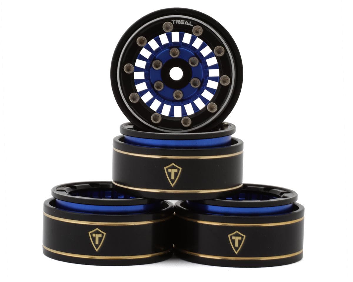 Treal Hobby Type C 1.0" Aluminum Beadlock Crawler Wheels (Blue) (4) (27.3g)
