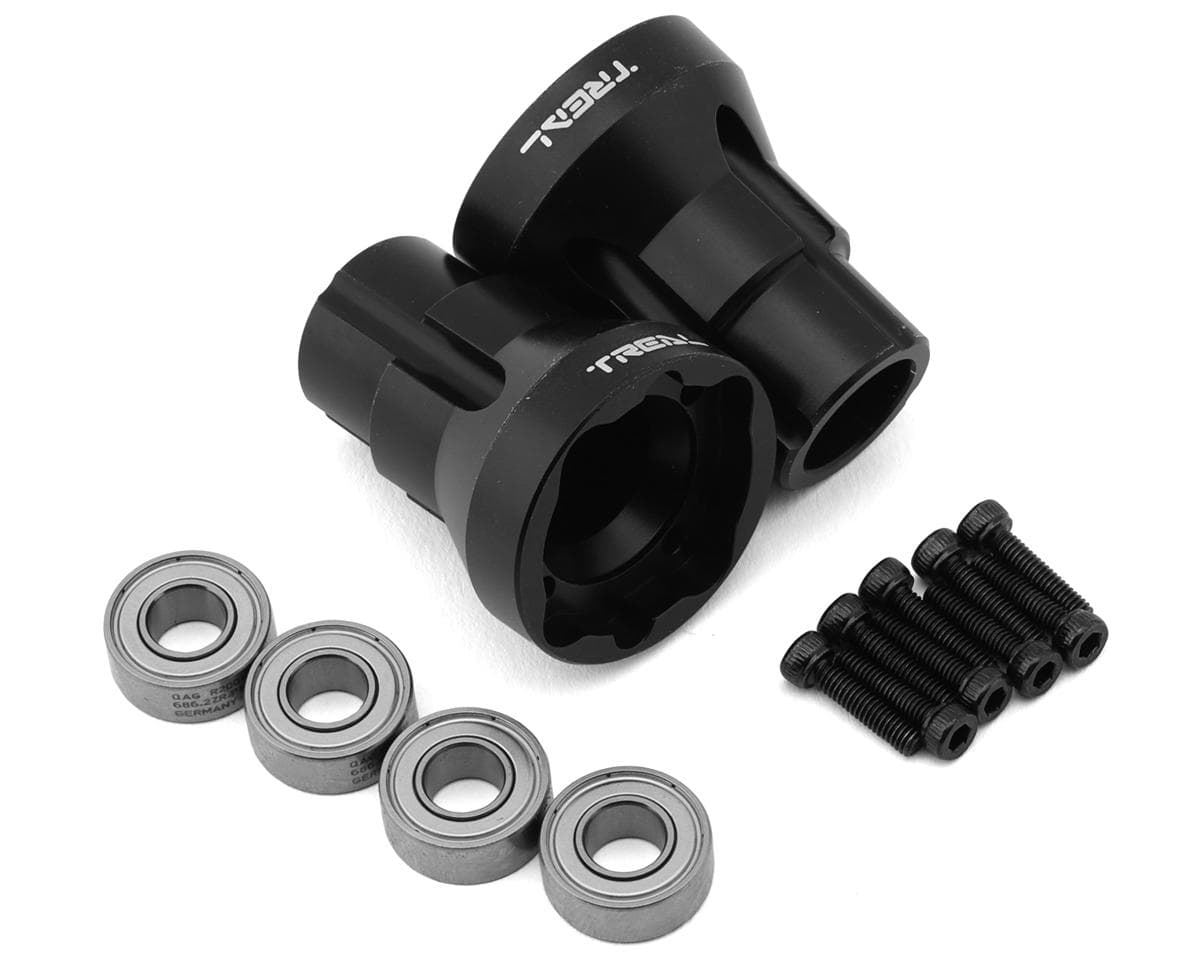 Treal Hobby Losi® LMT™ Aluminum Rear Axle Mounts (Black) (2) (0°) w/Ball Bearings