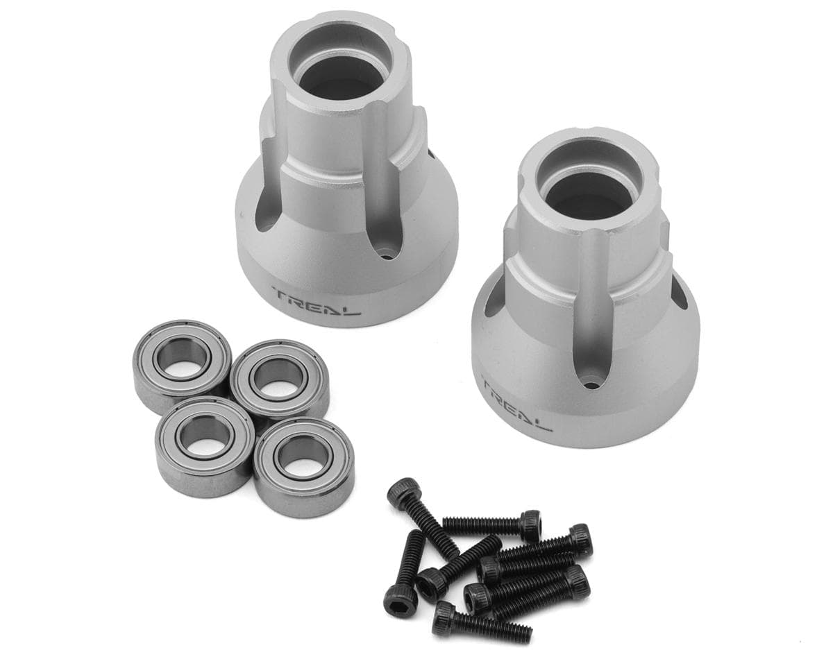 Treal Hobby Losi® LMT™ Aluminum Rear Axle Mounts (Silver) (2) (0°) w/Ball Bearings