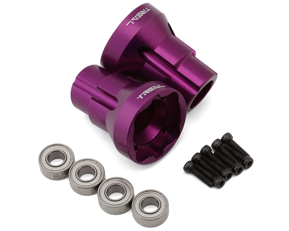 Treal Hobby Losi LMT Aluminum Rear Axle Mounts (Purple) (2) (3 Degree) w/Ball Bearings