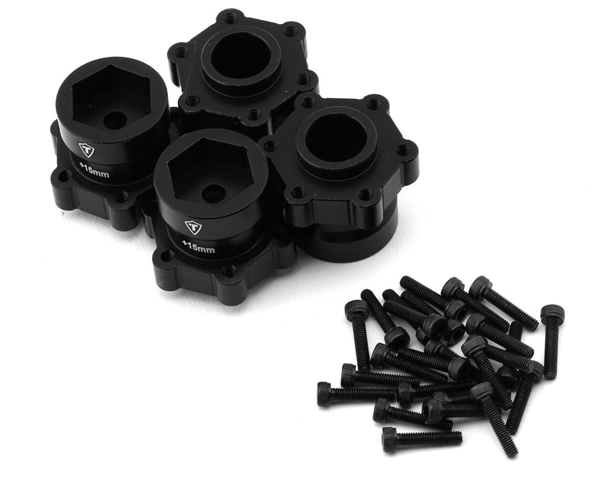 Treal Hobby Losi LMT Aluminum Wheel Hub Spacer (Black) (4) (+15mm)