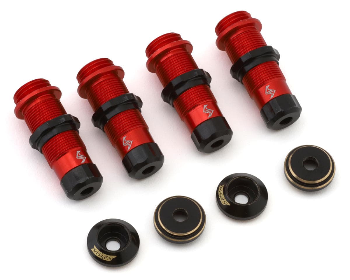 Samix Aluminum Shock Bodies for Traxxas TRX-4M (Red) (4) w/Brass Shock Spring Retainers