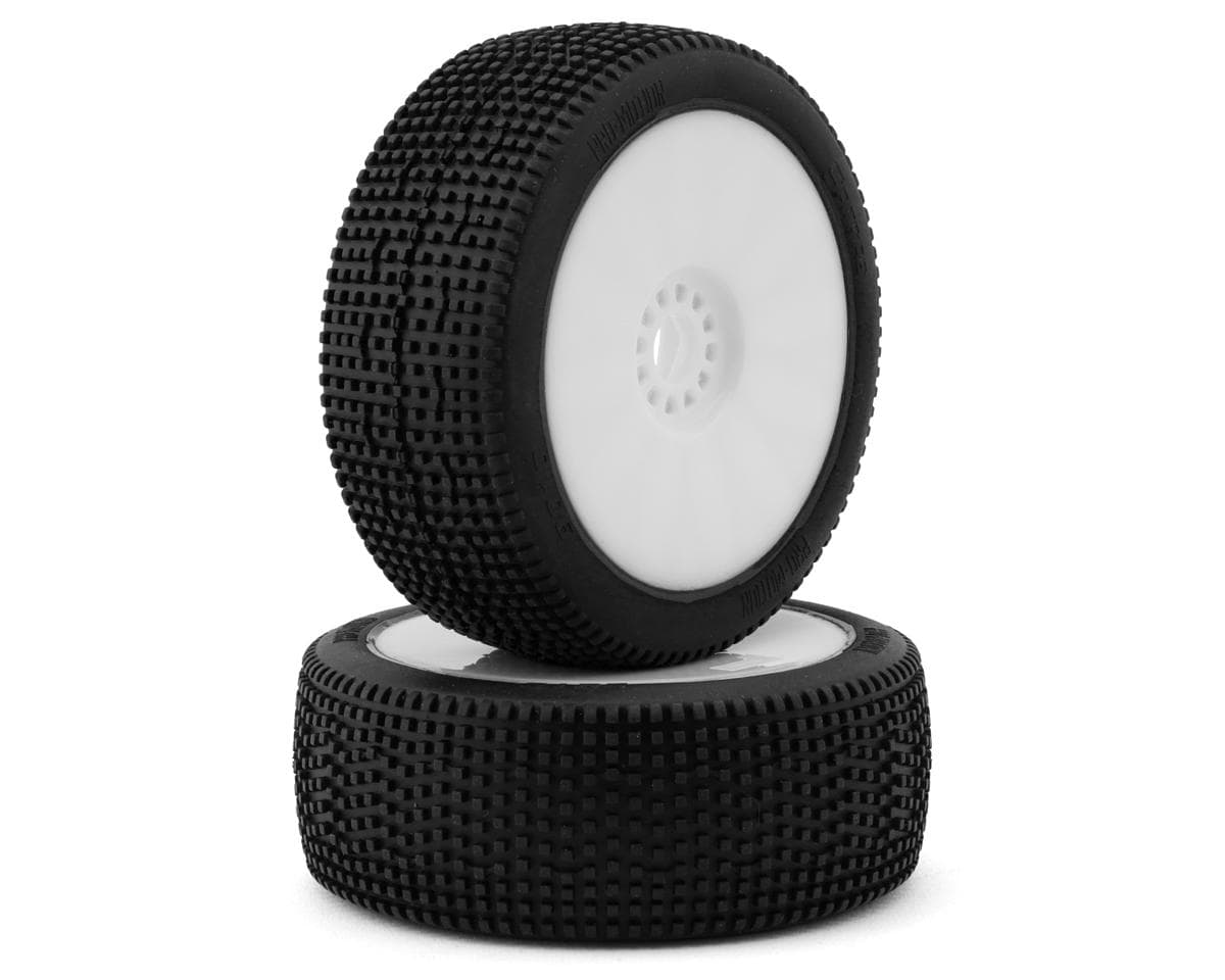 Pro-Motion Spitfire 1/8 Buggy Pre-Mount Tires (White) (2) (Super Soft - Long Wear)