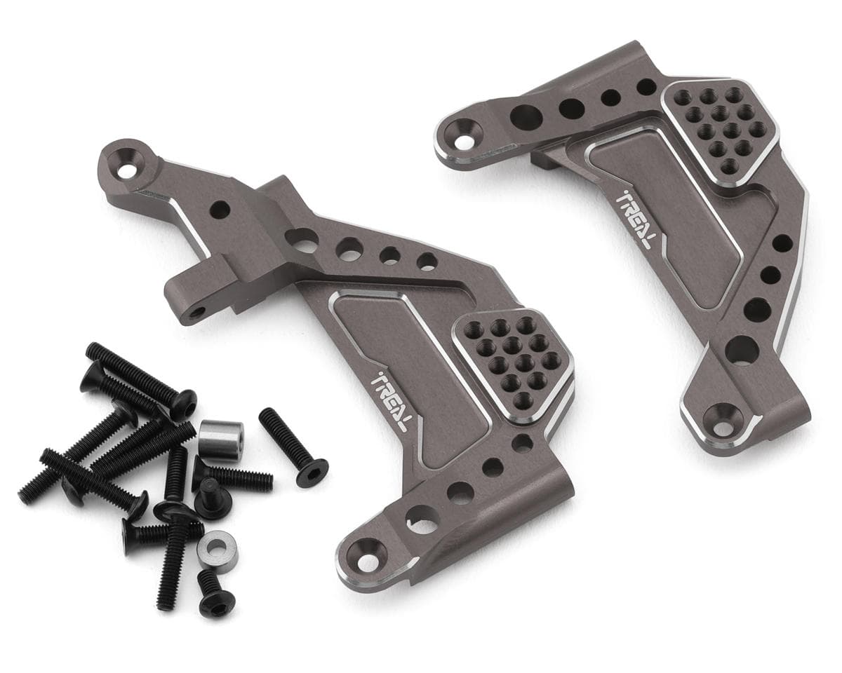 Treal Hobby Axial SCX10 III CNC Aluminum Front Shock Mounts (Grey) (2) w/Pan Hard Mount