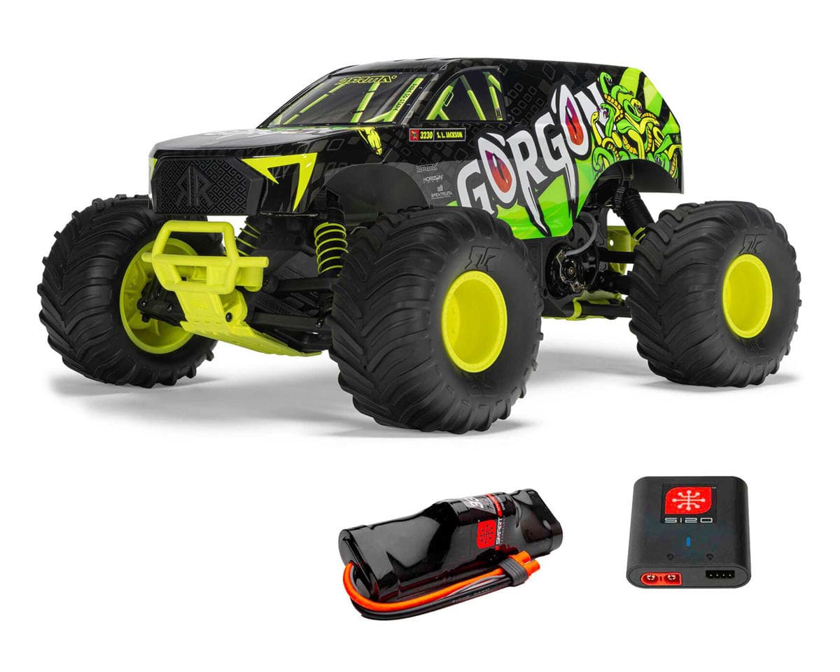 Arrma Gorgon 4X2 MEGA 550 Brushed 1/10 Monster Truck RTR (Yellow) w/SLT2 2.4GHz Radio, Battery & Charger