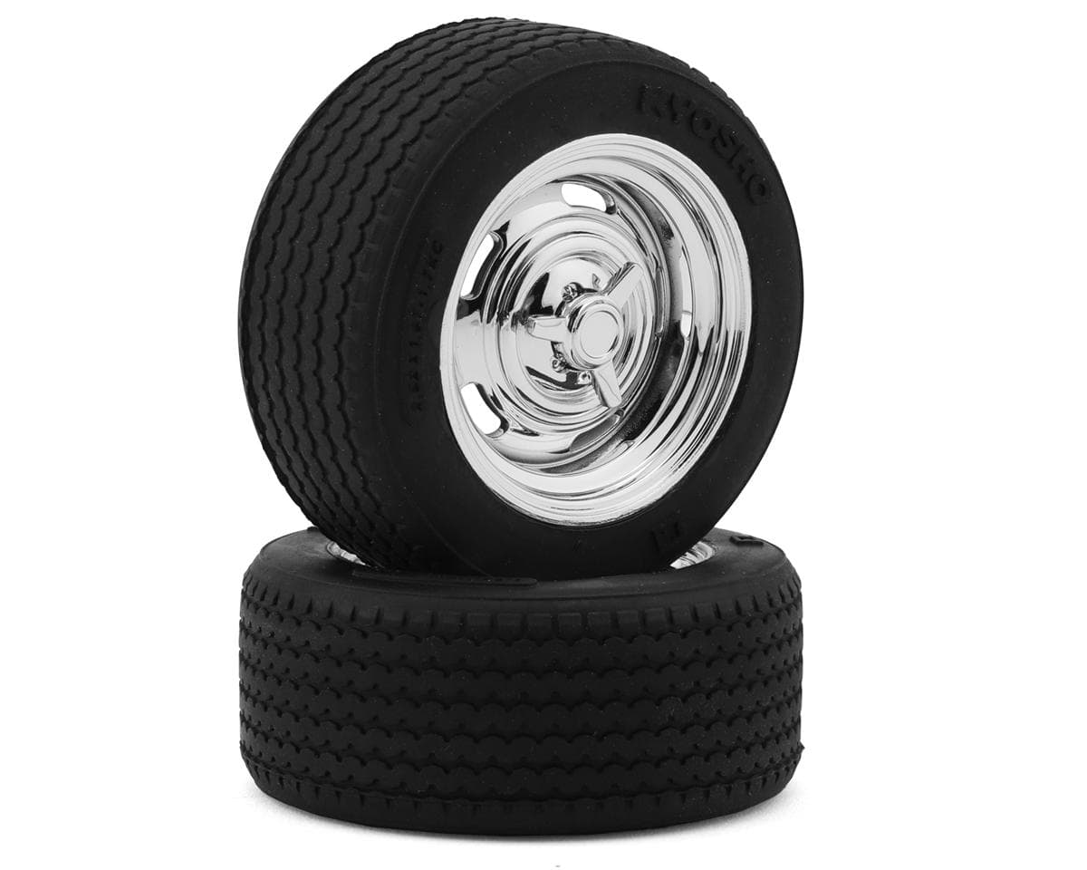 Kyosho Fazer Pre-Mounted Vintage Sedan Tires (Chrome) (2) (Medium) w/Classic Rally 12mm Hex Wheels