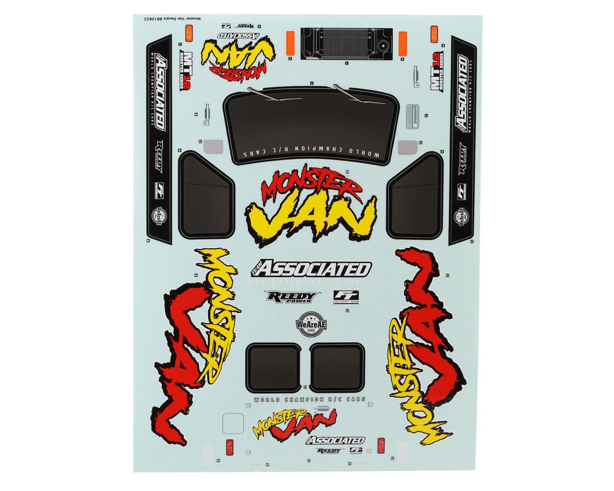 Team Associated MT12 Monster Van Decal Sheet