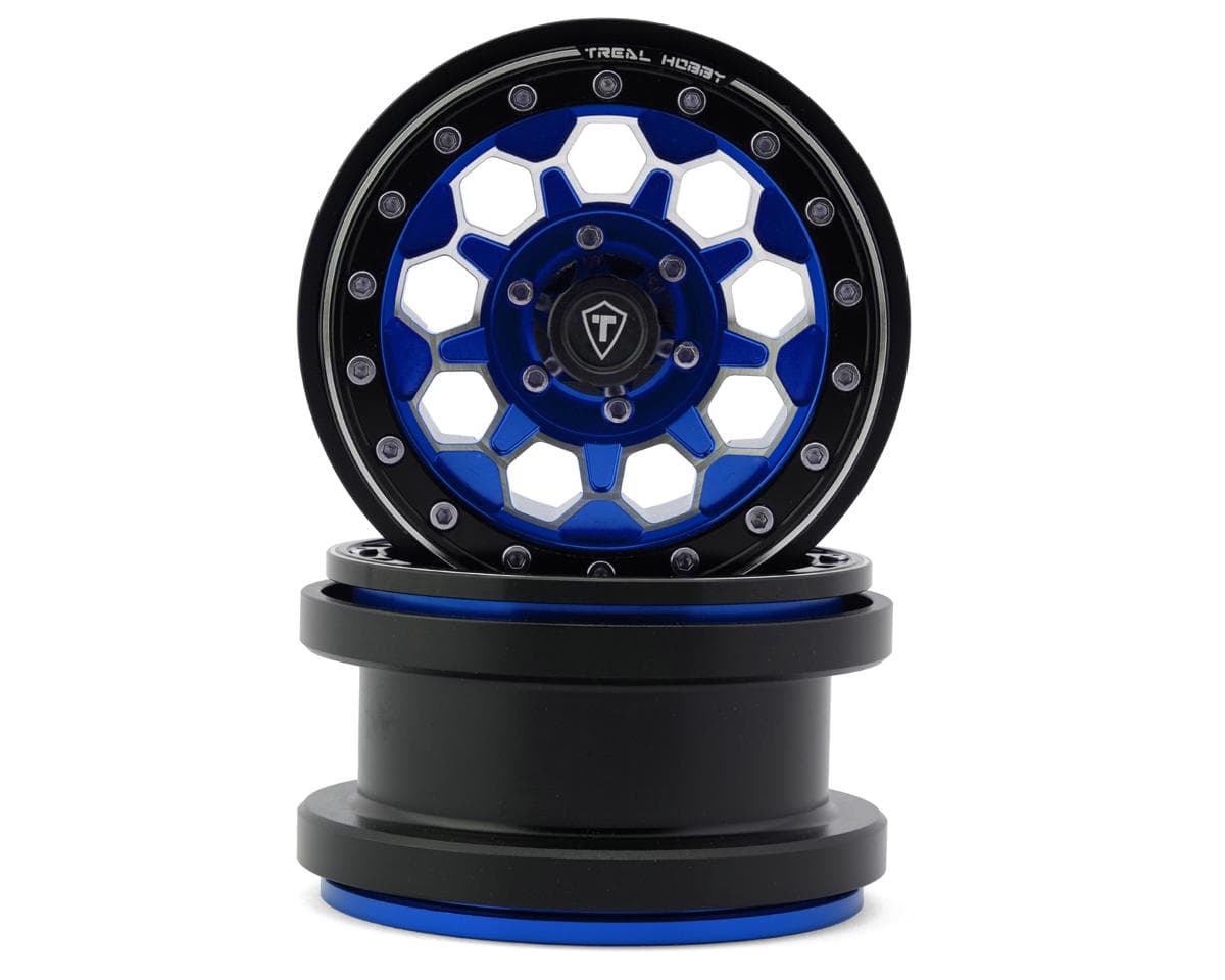 Treal Hobby Type B 2.9" 10-Hole Honeycomb Beadlock Wheels (Blue) (2) (237g)