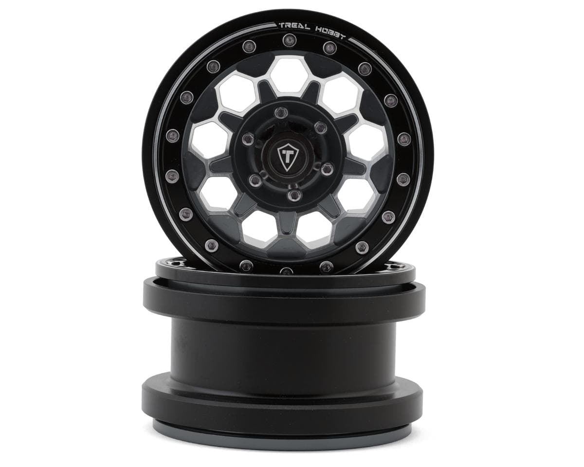 Treal Hobby Type B 2.9" 10-Hole Honeycomb Beadlock Wheels (Titanium) (2) (237g)