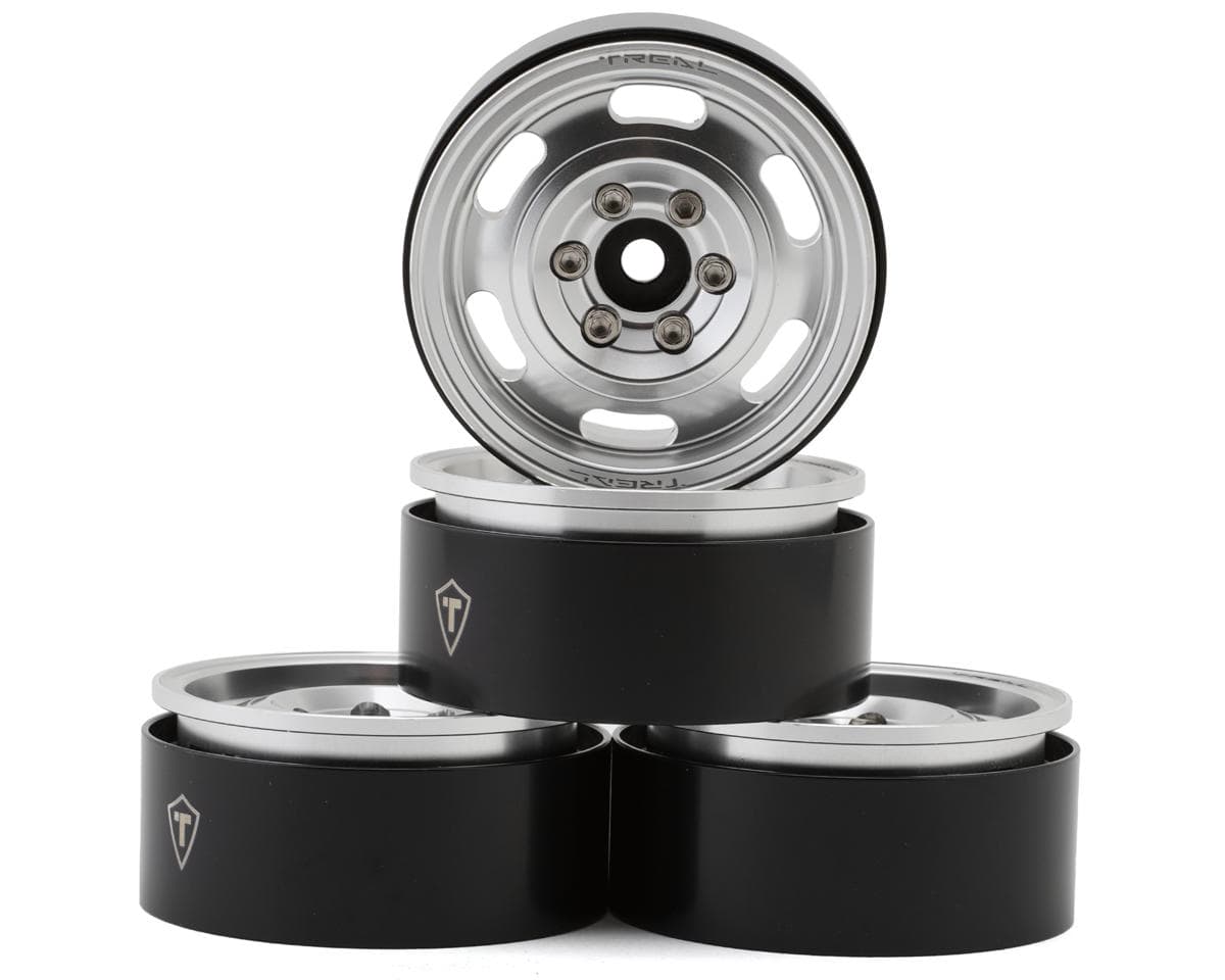 Treal Hobby Type G 1.9" Vintage Wagon Beadlock Wheels (Silver) (4) (129.5g)