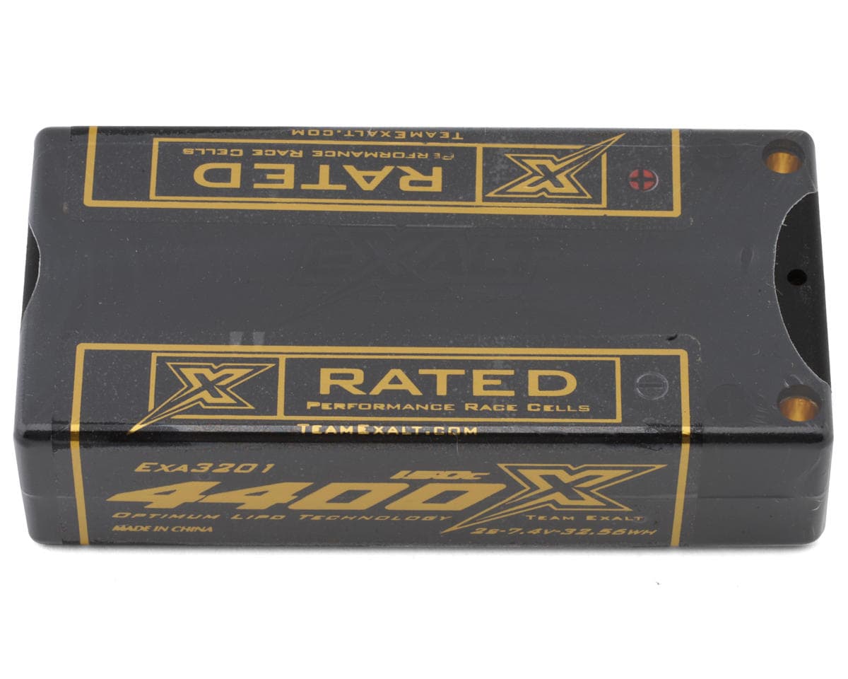 Team Exalt "X-Rated" Shorty 2S 150C Lipo Battery (7.4V/4400mAh) w/5mm Connectors (ROAR Approved)