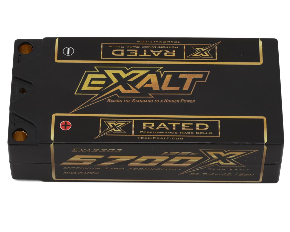 Team Exalt "X-Rated" Shorty 2S 135C LiPo Battery (7.4V/5700mAh) w/5mm Connectors (ROAR Approved)