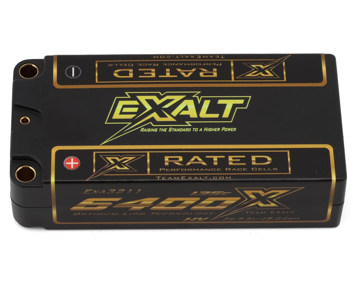 Team Exalt "X-Rated" HVX Shorty 2S 135C Lipo Battery (7.6V/6400mAh) w/5mm Connectors (ROAR Approved)