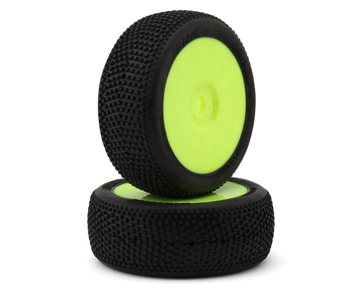 Raw Speed RC Villain 1/8 Buggy Pre-Mounted Tires (Yellow) (2) (Super Soft - Long Wear)