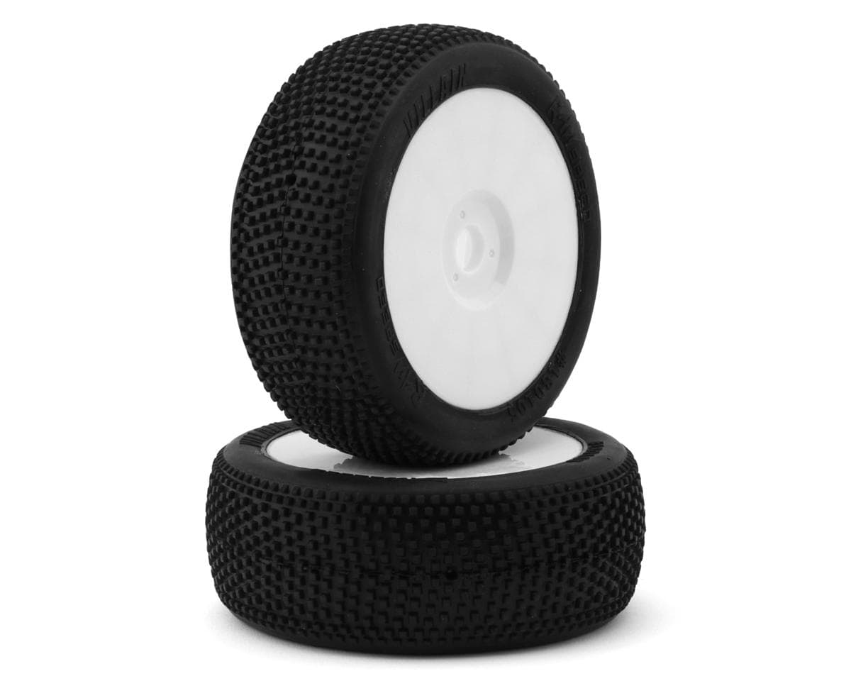 Raw Speed RC Villain 1/8 Buggy Pre-Mounted Tires (White) (2) (Soft)