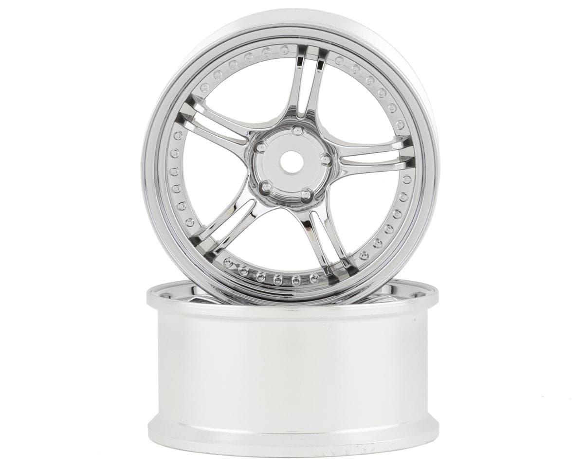 RC Art SSR Professor SPX 5-Split Spoke Drift Wheels (Chrome Silver) (2) w/12mm Hex