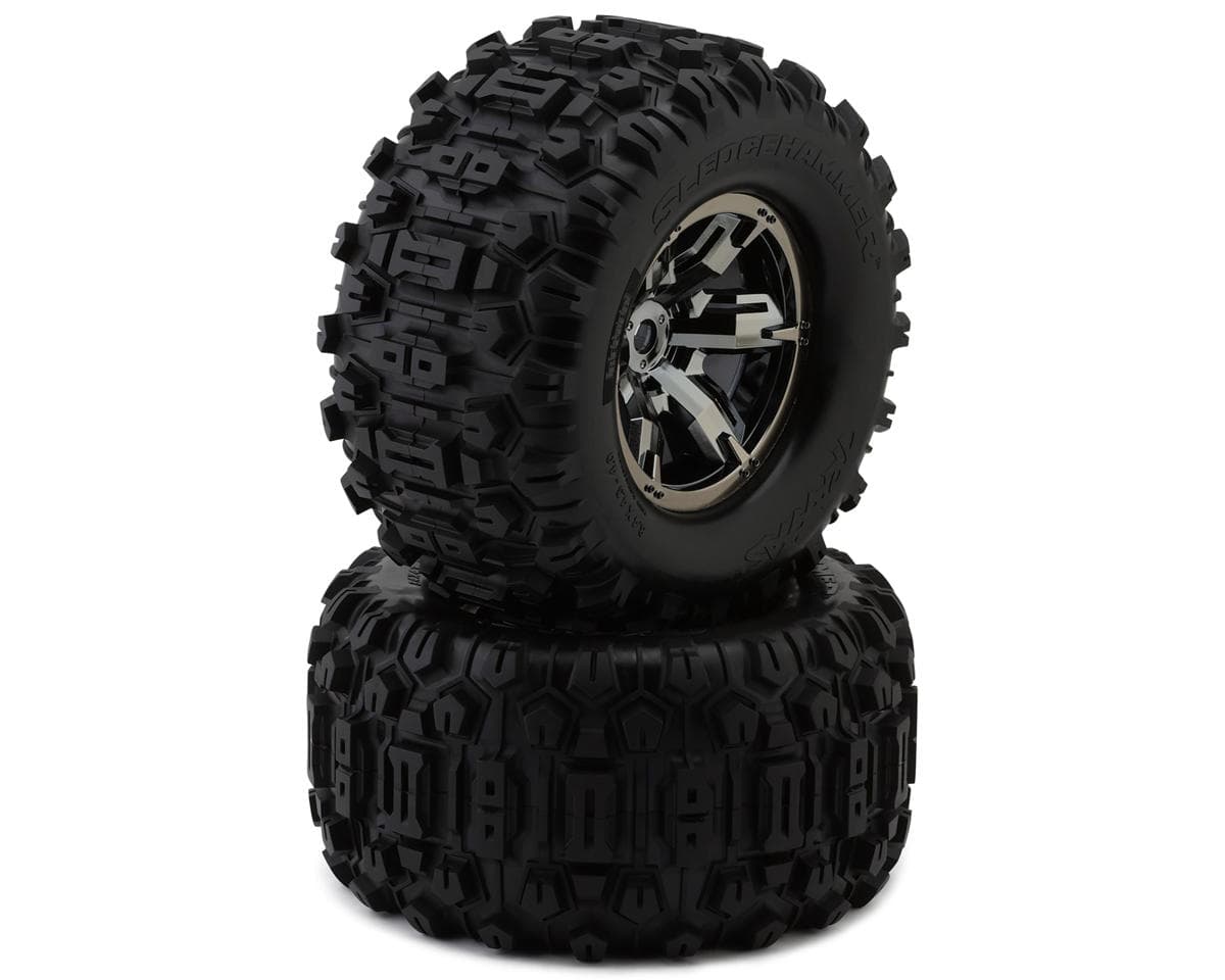 Traxxas X-Maxx/XRT Pre-Mounted Sledgehammer Belted Tires (Chrome) (2) w17mm Hex