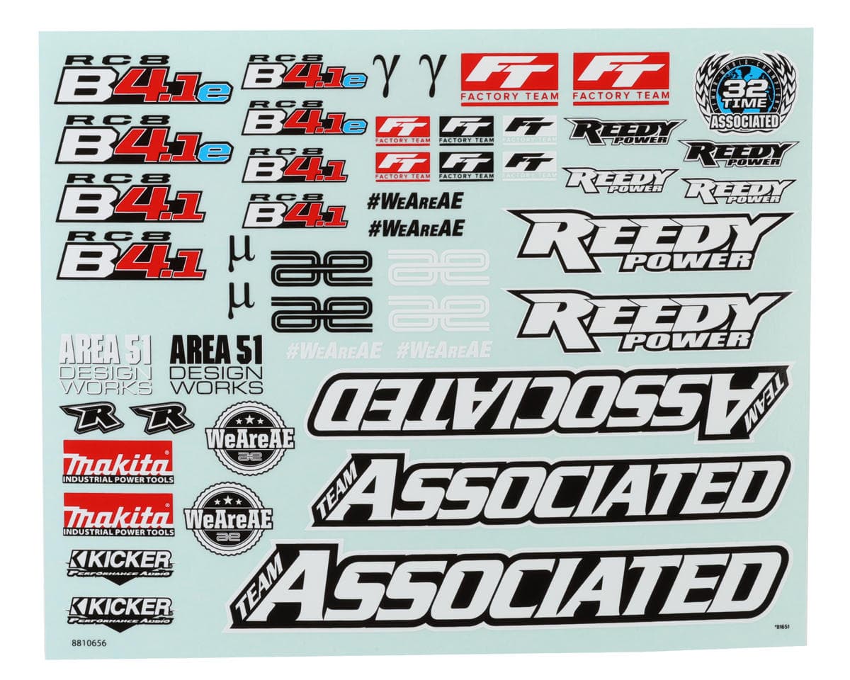 Team Associated RC8B4.1/RC8B4.1e Decal Sheet