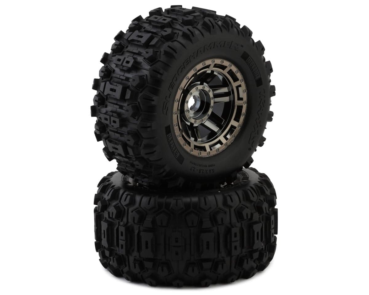 Traxxas Maxx Belted Sledgehammer 2.9" Pre-Mounted Tires (Chrome) (2) w/17mm Splined Hex