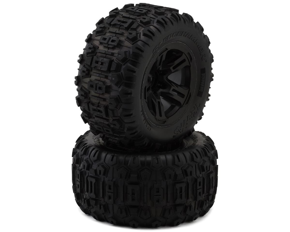 Traxxas Sledgehammer Belted 3.8" Pre-Mounted Monster Truck Tires (Black) (2) w/17mm Splined Hex