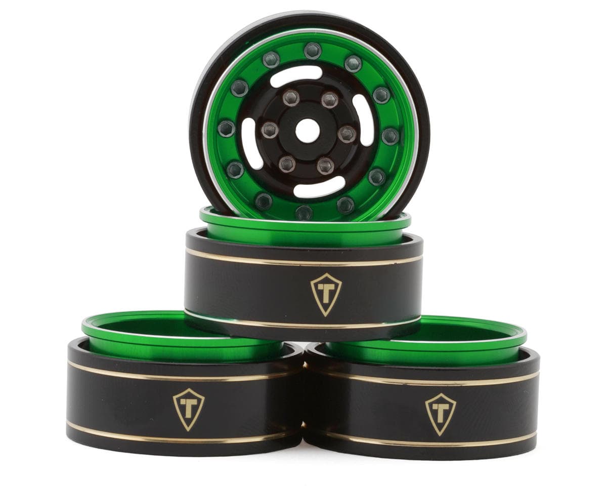 Treal Hobby Type F 1.0" Deep Dish Beadlock Wheels (Green) (4) (27g)