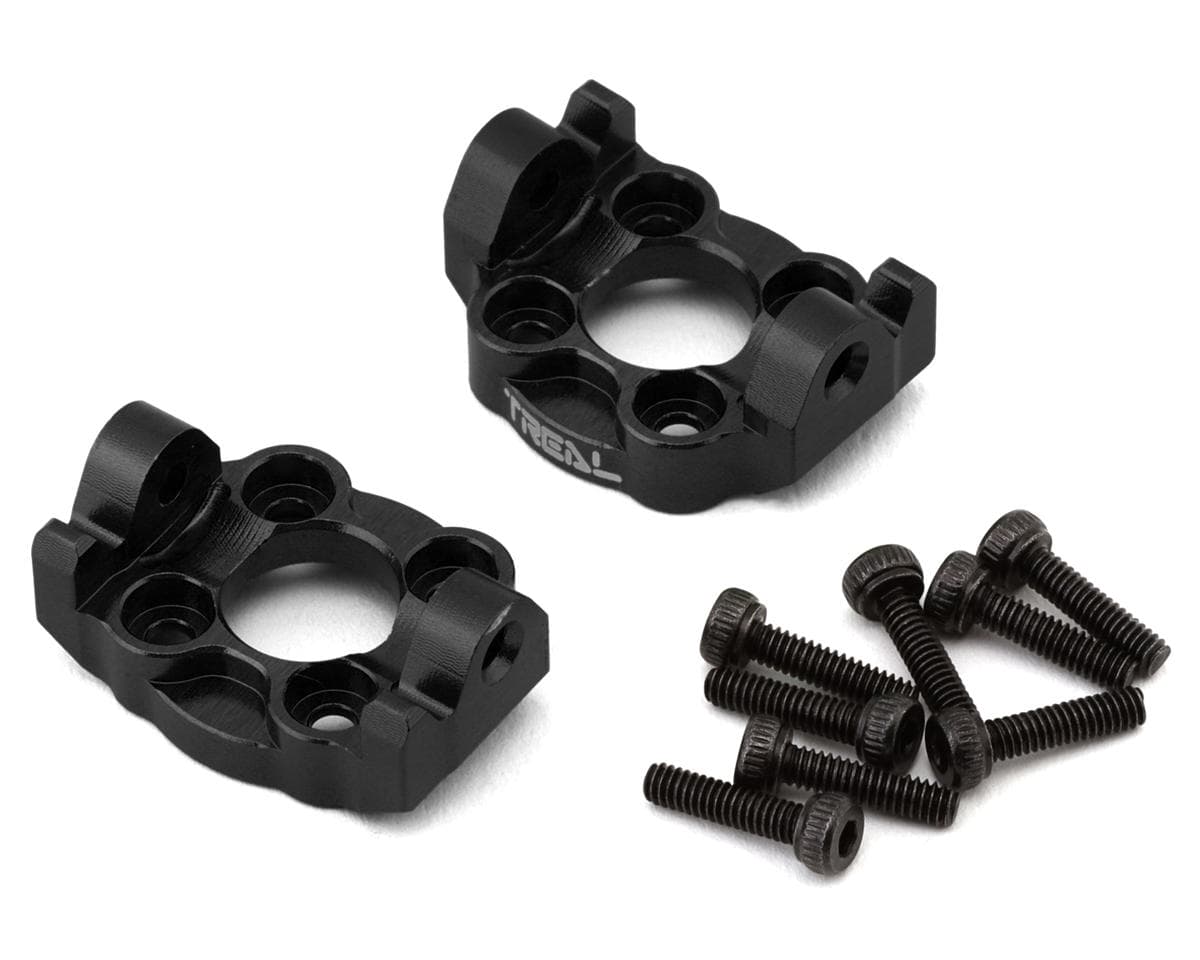 Treal Hobby Losi Mini LMT Aluminum Front C Hub Spindle Carriers (Black) (2) (0 Degree)