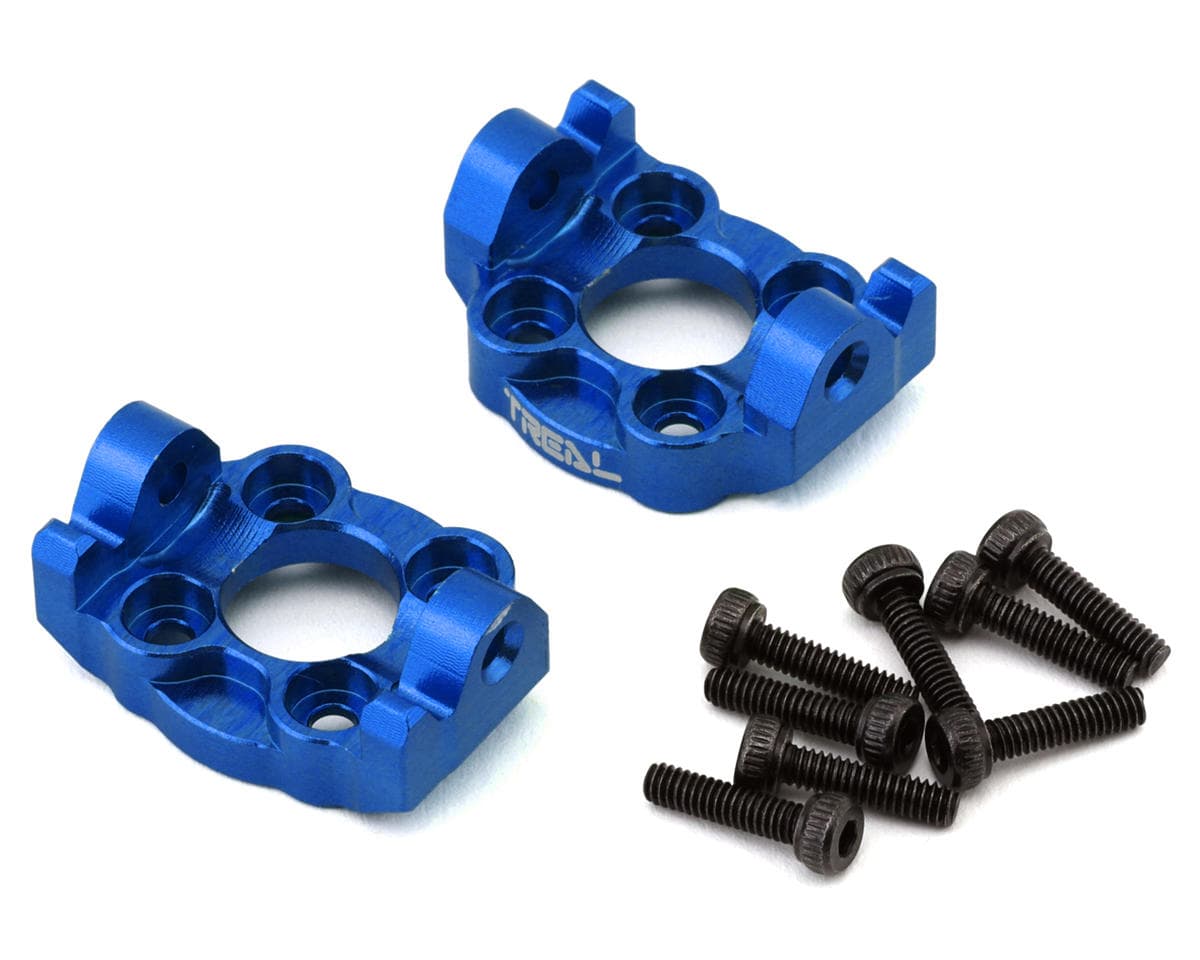 Treal Hobby Losi Mini LMT Aluminum Front C Hub Spindle Carriers (Blue) (2) (0 Degree)