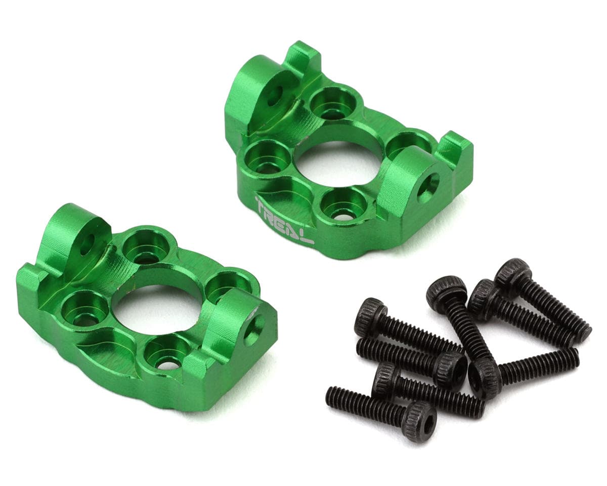 Treal Hobby Losi Mini LMT Aluminum Front C Hub Spindle Carriers (Green) (2) (0 Degree)