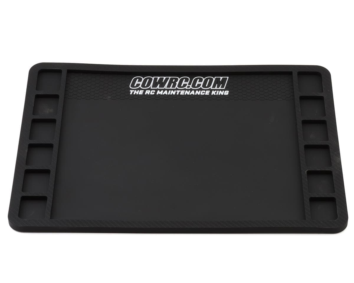 Cow RC Screw Catcher Carbon Series Rubber Pit Mat (12"x16")