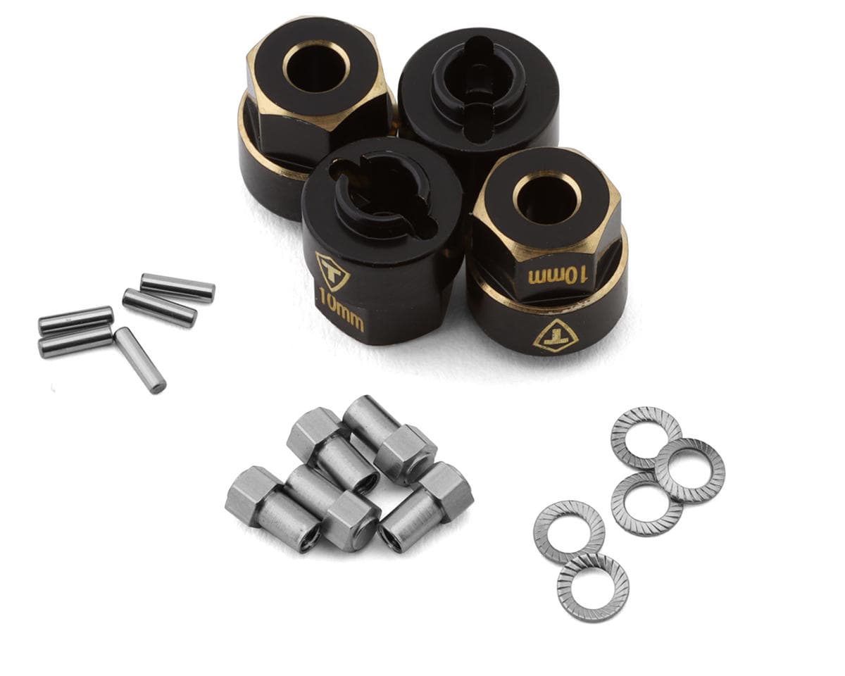 Treal Hobby Extended Brass Wheel Hub Hex for Traxxas TRX-4M (Black) (4) (3g) (+10mm Offset)