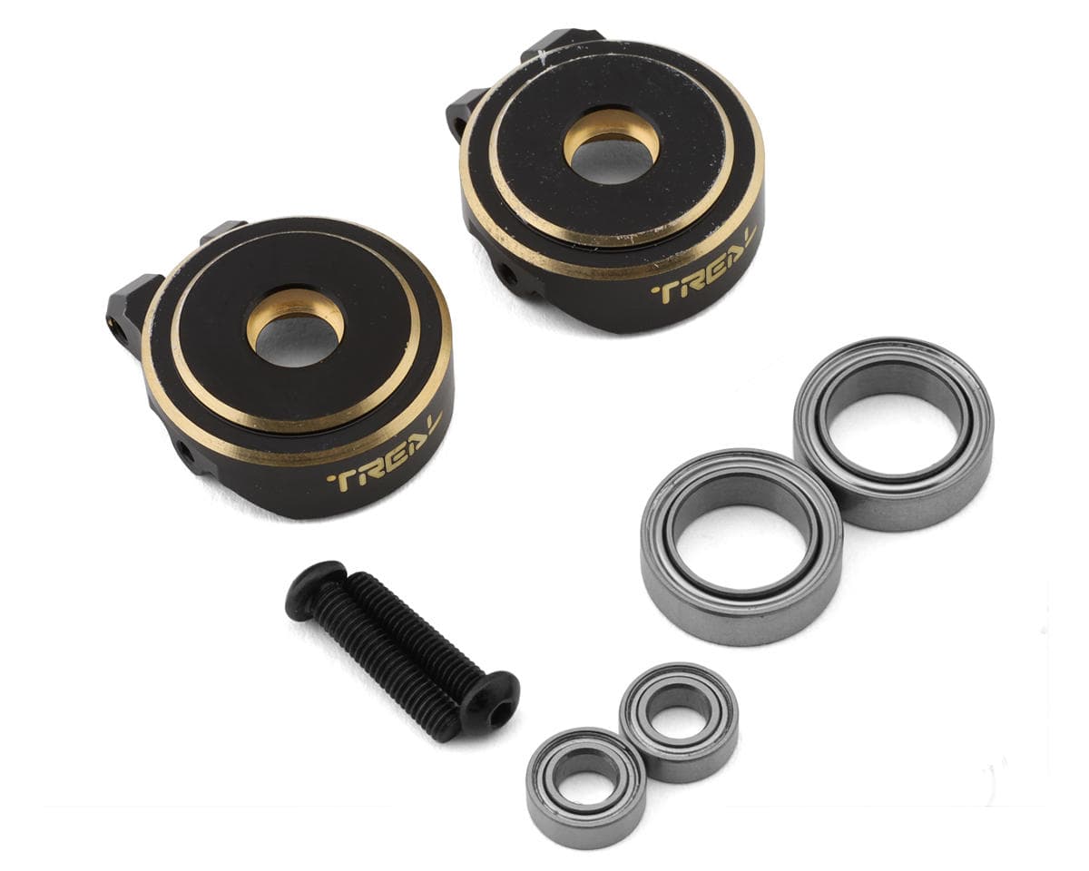 Treal Hobby Brass Front Steering Knuckles for Traxxas TRX-4M (Black) (2) (18.6g)