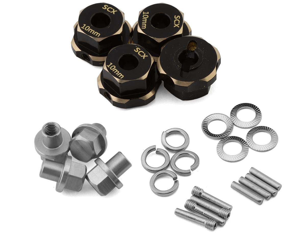 Samix Multi Crawler Extended Heavy Brass Wheel Hex Adapters (4) (Black) (10mm) (56g)