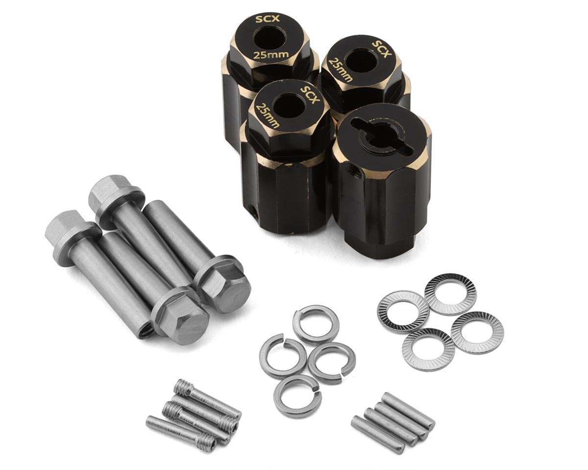 Samix Multi Crawler Extended Heavy Brass Wheel Hex Adapters (4) (Black) (25mm) (158g)