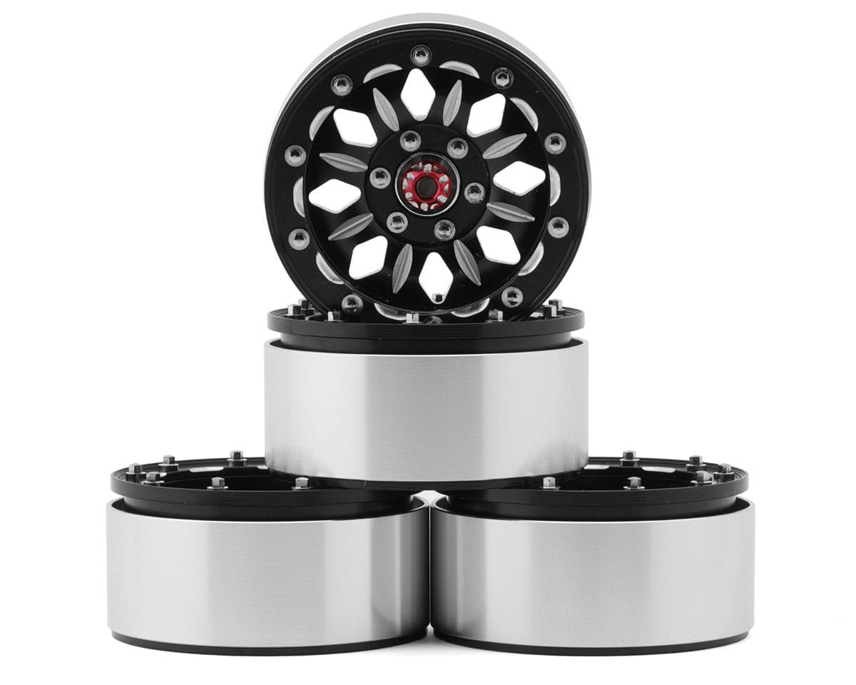 Hot Racing 1.9" Aluminum Beadlock Wheels (Black) (4) (B-Style) w/12mm Hex