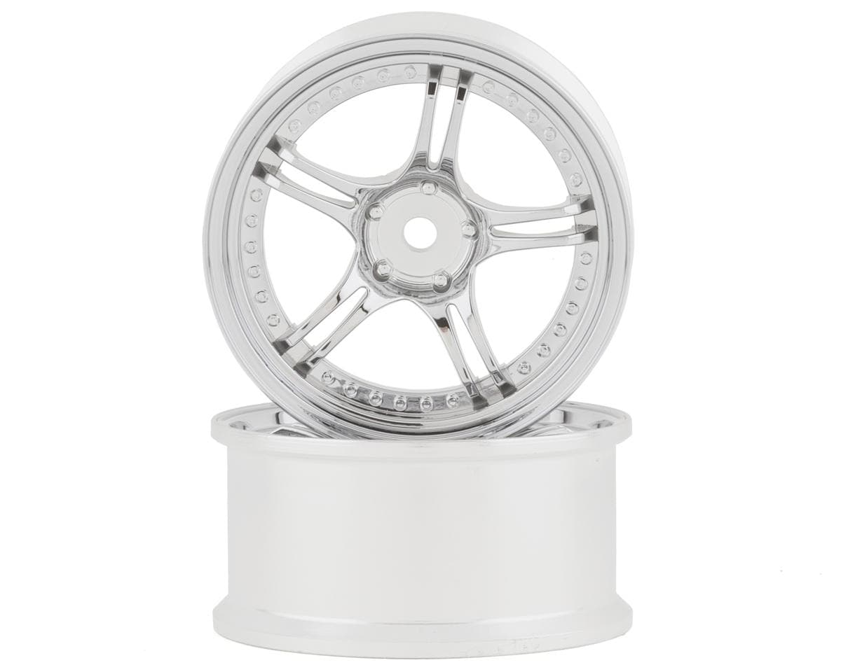 RC Art SSR Professor SPX 5-Split Spoke Drift Wheels (Matte Silver) (2) (6mm Offset) w/12mm Hex