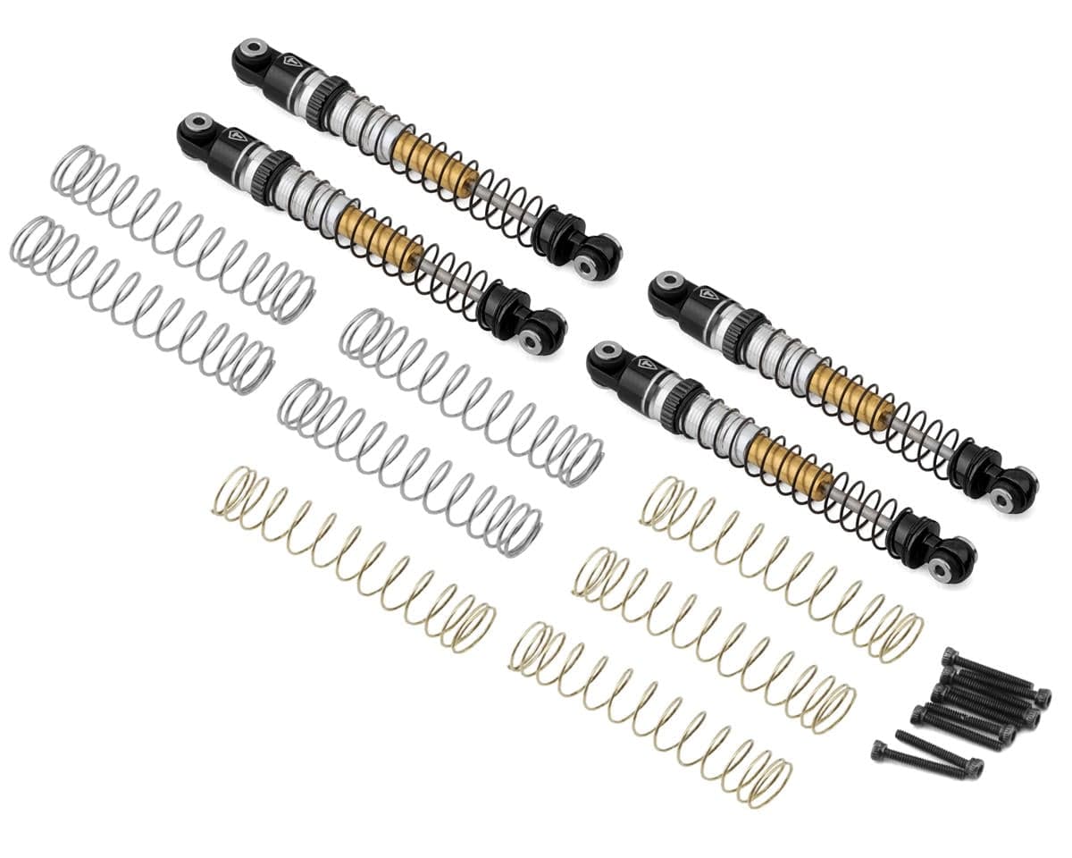 Treal Hobby Axial AX24 Aluminum Long-Travel Threaded Shocks (53mm) (4) (Black)