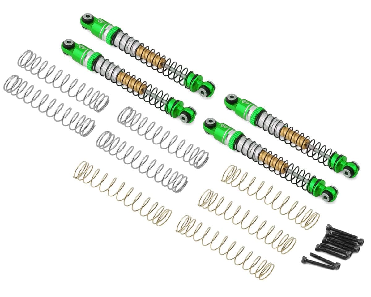 Treal Hobby Axial AX24 Aluminum Long-Travel Threaded Shocks (53mm) (4) (Green)