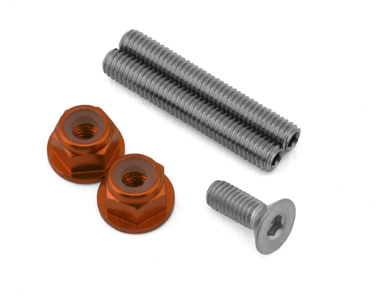 175RC RC10B7/B7D "Ti-Look" Lower Arm Stud Kit (Orange)
