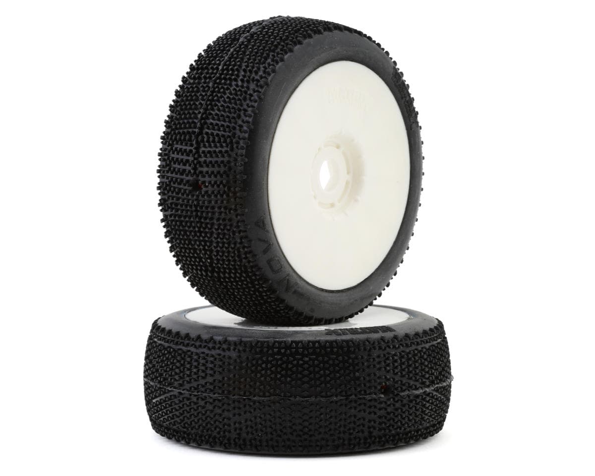 Matrix Nova 1/8 Pre-Mounted Buggy Tires (White) (2) (Clay Super Soft)