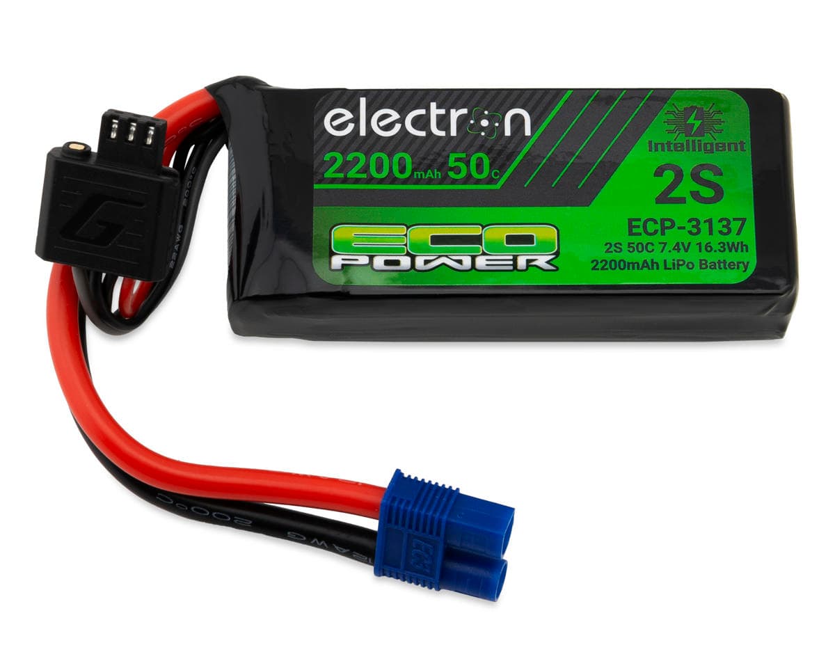 EcoPower "Electron" 2S 50C Intelligent LiPo Battery w/EC3 Connector (7.4V/2200mAh) (SCX10 Series & Other 1/10)
