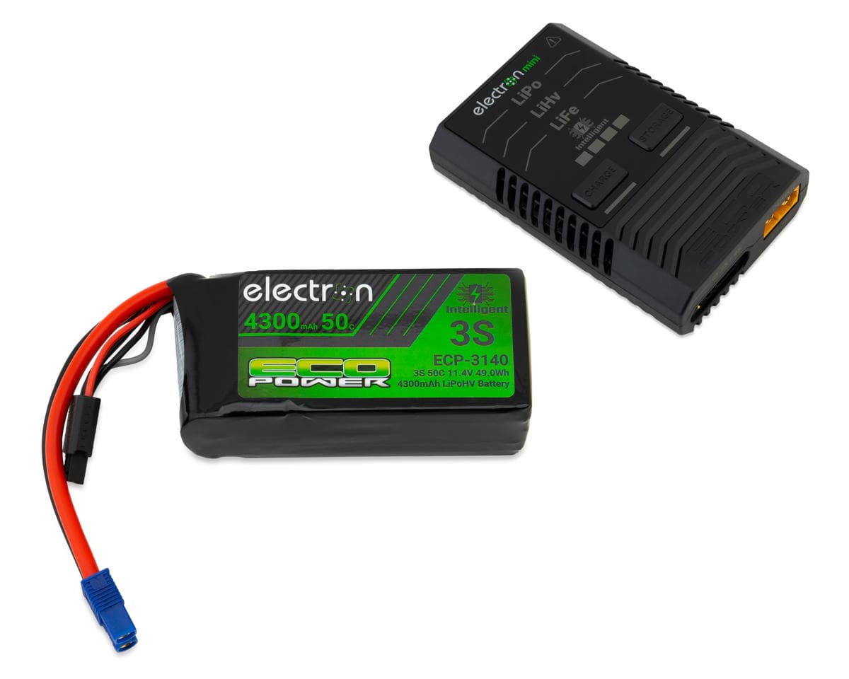 EcoPower Intelligent 3S HV 4300mAh EC3 LiPo Battery/"Electron Mini" Charger Bundle (Axial™ 1/10 & Other Crawlers)