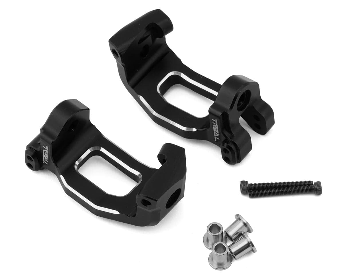 Treal Hobby Aluminum Front C Hub Spindle Carriers for Traxxas Sledge (Black) (2)