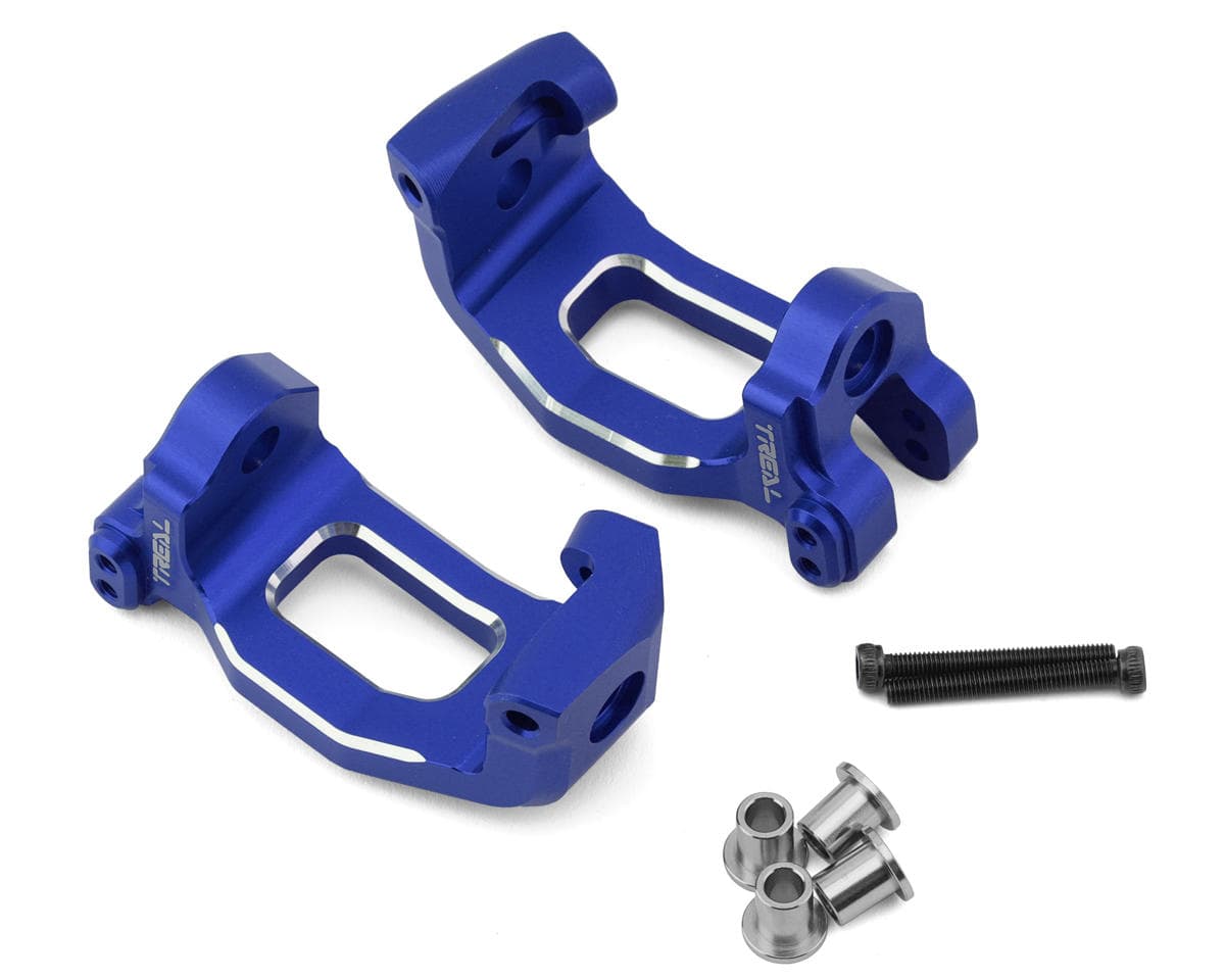 Treal Hobby Aluminum Front C Hub Spindle Carriers for Traxxas Sledge (Blue) (2)