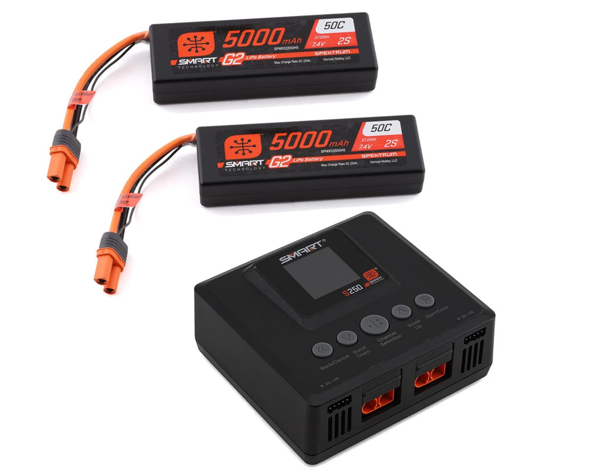 Spektrum RC Smart PowerStage 4S Surface Bundle w/2 Smart G2 2S 50C LiPo Battery (5000mAh) (IC5)