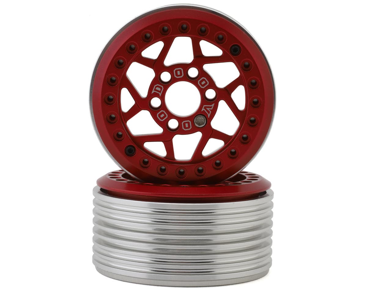 Team Ottsix Racing Deep Pocket 1.9" Dillinger Rock Crawler Beadlock Wheels (Red) (2)