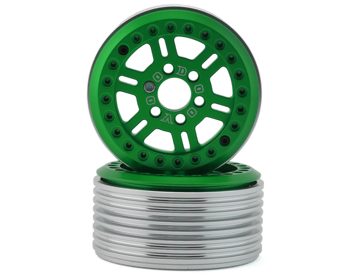 Team Ottsix Racing Deep Pocket 1.9" Split 6 Spoke Rock Crawler Beadlock Wheels (Green) (2)
