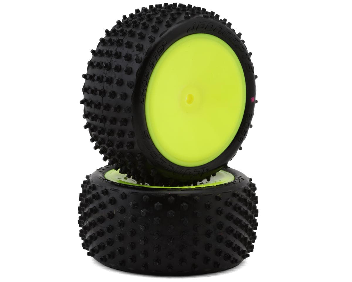 JConcepts Drop Step 2.2" Pre-Mounted Rear Buggy Carpet Tires (Yellow) (2) (Pink) w/12mm Hex